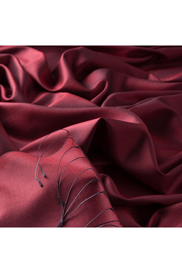 Silver Plain Silk Shawl - 5