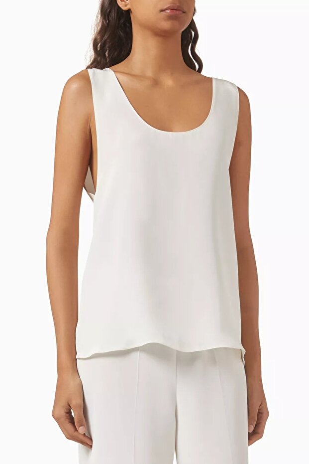 Relaxed-Fit Tank Top, Mulberry Silk, Elegant and Minimalist, Cream