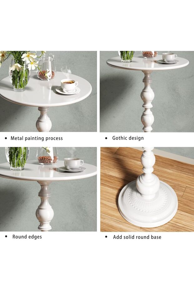 Metal Small End Table, 15.7 x 21 in, Matte Round Side Table - 2