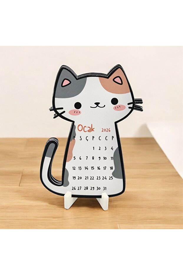 2026 Takvim - Kedi Masaüstü Takvim- Standlı Takvim - 1
