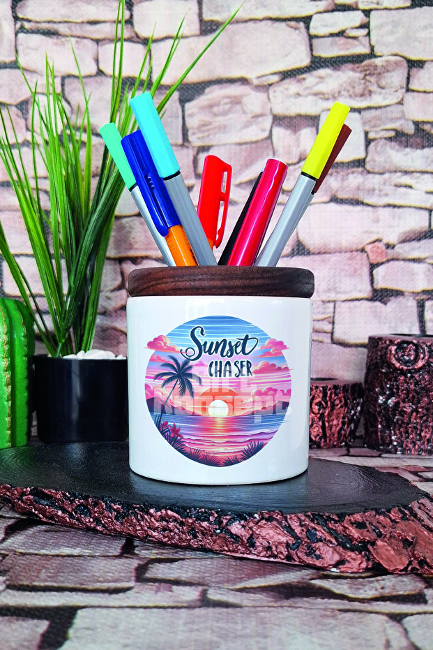 منظم سطح المكتب لحامل الأقلام من السيراميك المطبوع من Sunset Chaser