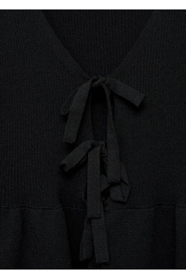 Bağ detaylı triko hırka - 5