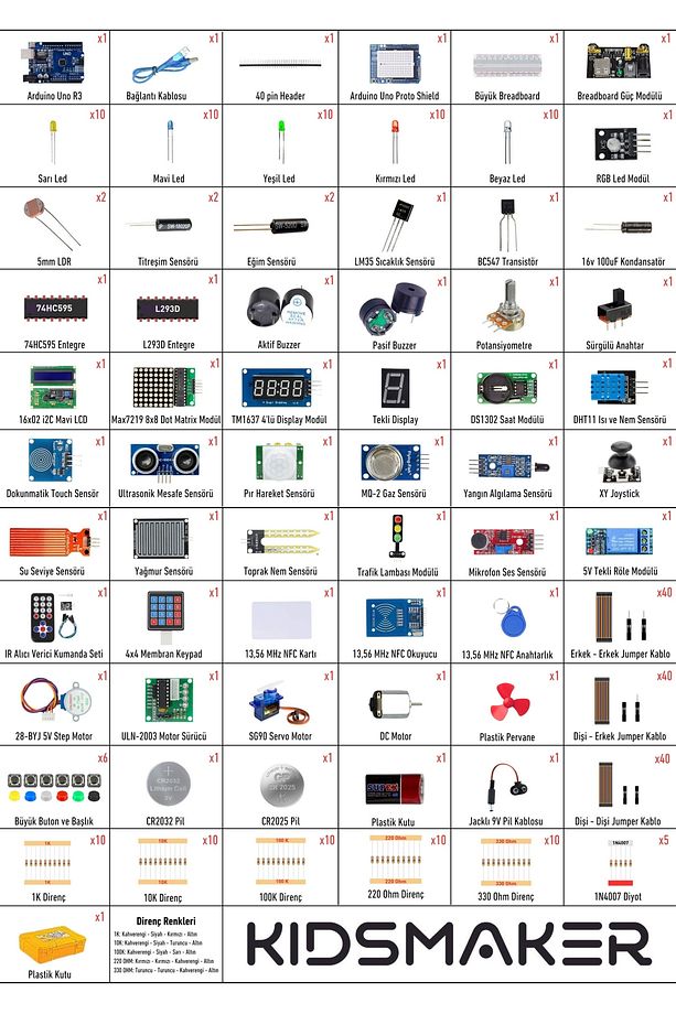 Arduino Set 292 Parça Full Başlangıç Seti ( Malzeme Kutulu ) - 6