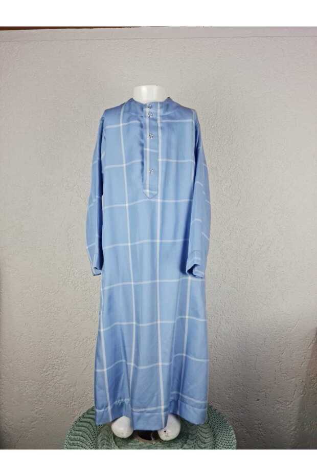 Hajj Umrah Clothes/Front Buttons Open/ and Long Sleeves Buttonless with Pockets Men's Fistan/Children's Summer Clothing
