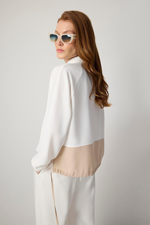 Block Color Crepe Shirt
