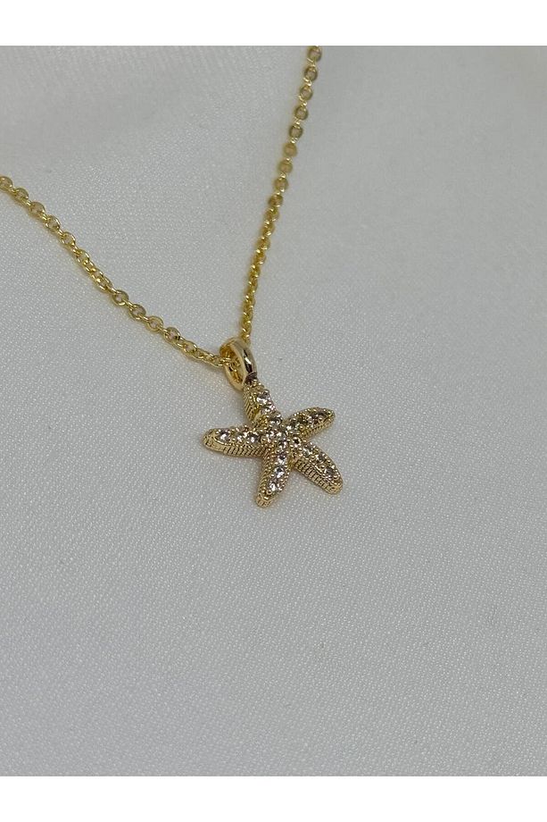 Taşlı Minimal Deniz Yıldızı Kolye - 2