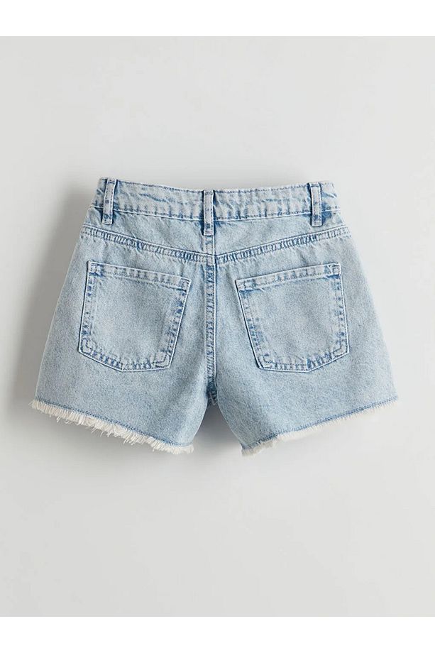 LCW Kids Mavi Beli Ayarlanabilir Lastikli Kız Çocuk Jean Şort - 2