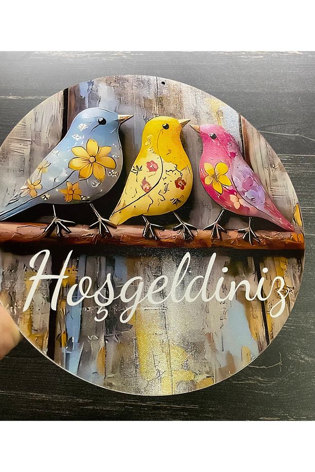 Hoşgeldiniz Kapı Süsü 2D Kuşlar Dekoratif Baskı Kapı Süsü - 2