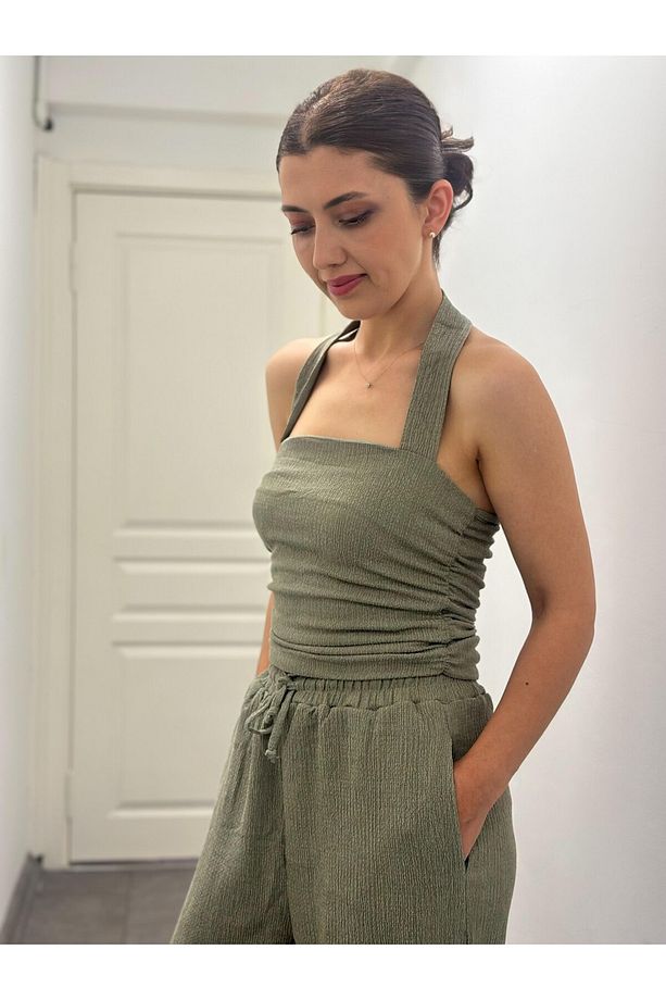 Dokulu bluz ve pantolon takım - 3