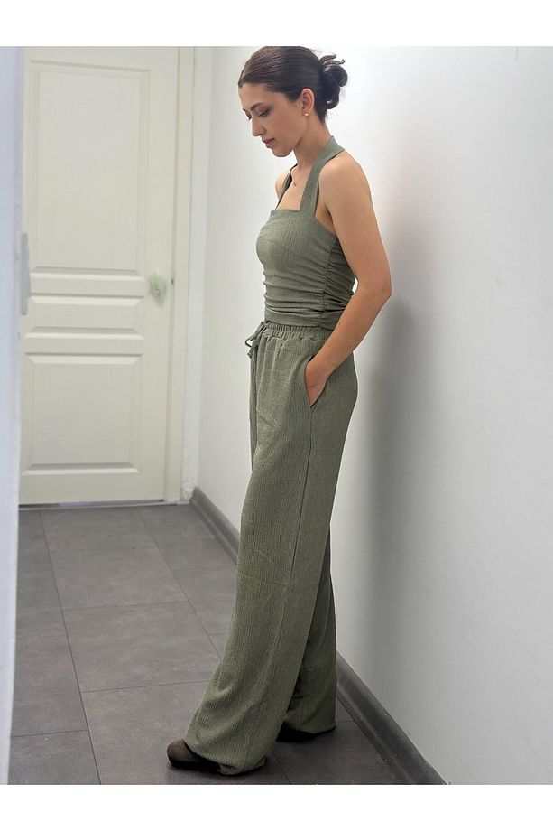 Dokulu bluz ve pantolon takım - 5