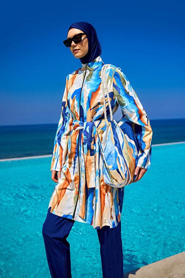 Rivamera 4 Piece Belted Full Covered Hijab Swimsuit R2514