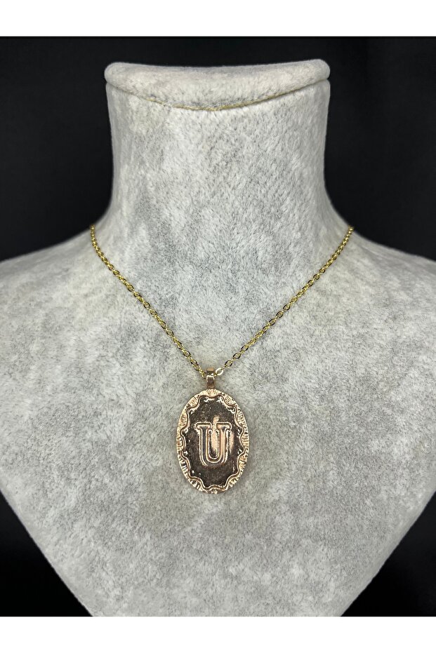 Letter U Gold Steel Necklace