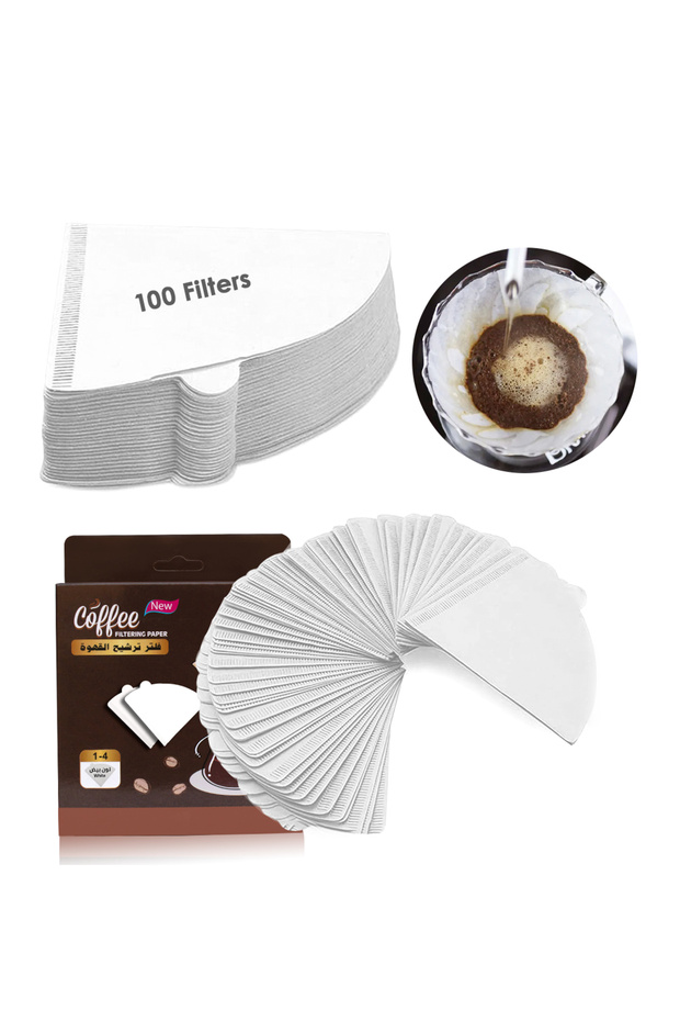 فلتر V60، 100 قطعة، ورق أبيض، 50 × 2 صندوق، غير مبيض، 2-4 أكواب، فلاتر قهوة بالتنقيط