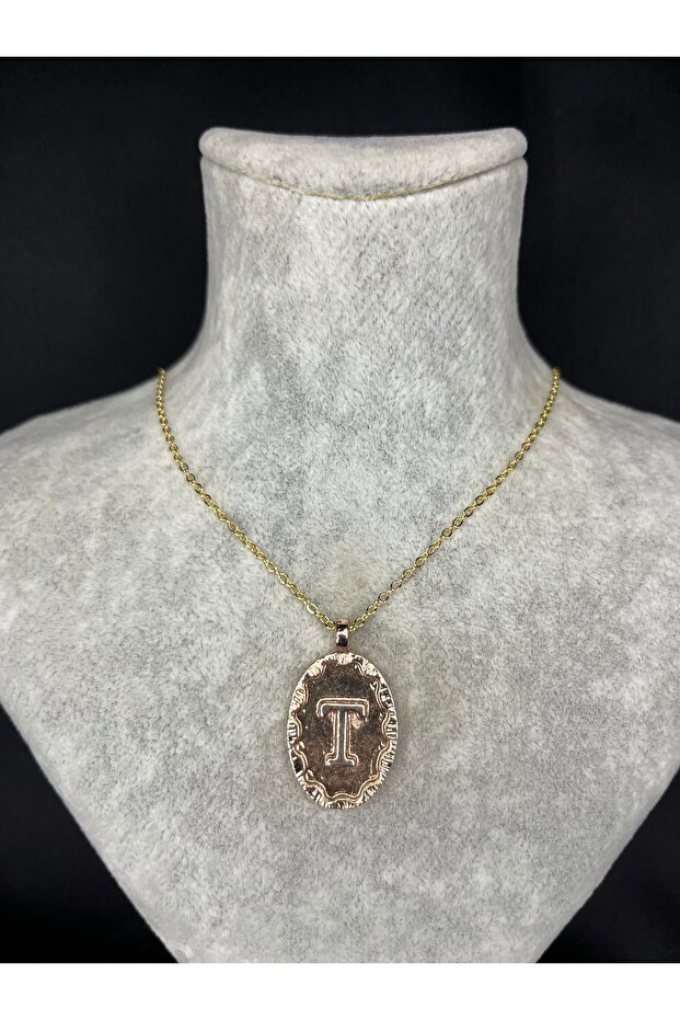 Letter t Gold Steel Necklace