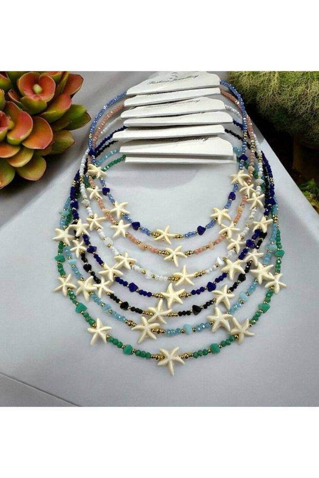 Summer Fashion Black Sea Star Crystal Beads Necklace