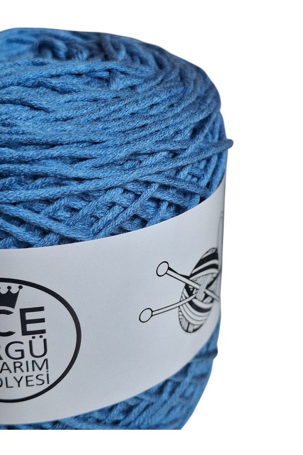 Havacı mavisi, bükümlü, bambu koton el örgü ipi (400 gr.) - 4