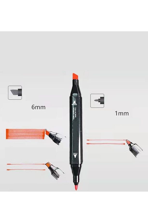 Touch Twin 1.kalite 12 Parça Çift Taraflı Profesyonel Marker Boya Kelem Seti Çantasız Kalem Hediyeli - 5