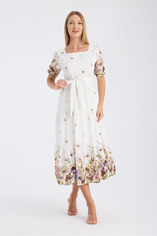 فستان مزخرف بحزام - 4