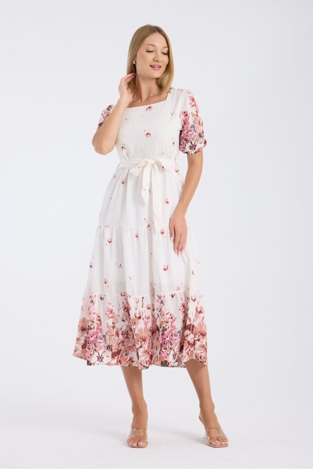 فستان مزخرف بحزام - 3