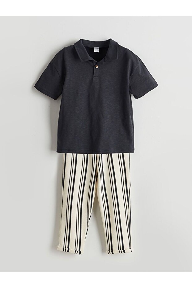 Lcw Kids Polo Neck Boys T-Shirts and Pants 2Pcs