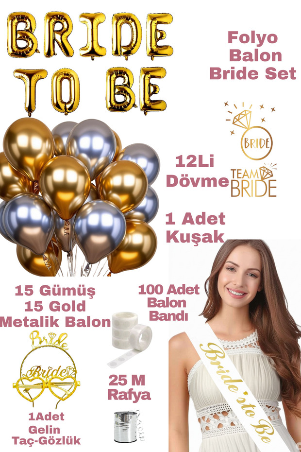 Gold Bride to Be Foil Gold Silver Balloon Bride Bachelorette Party Supplies Party Bride Set