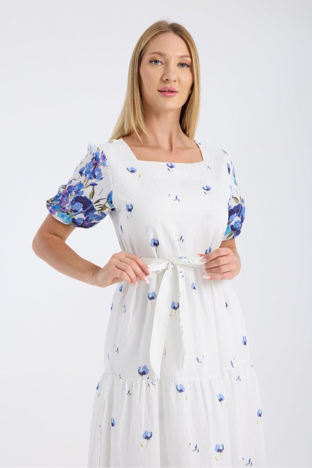 Patterned Belted Dress - 6