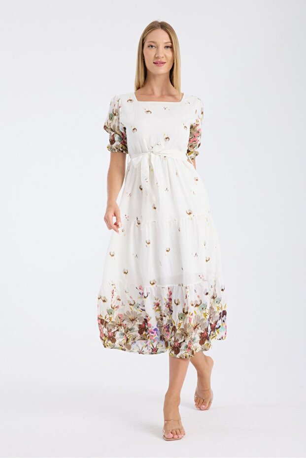 فستان مزخرف بحزام - 2