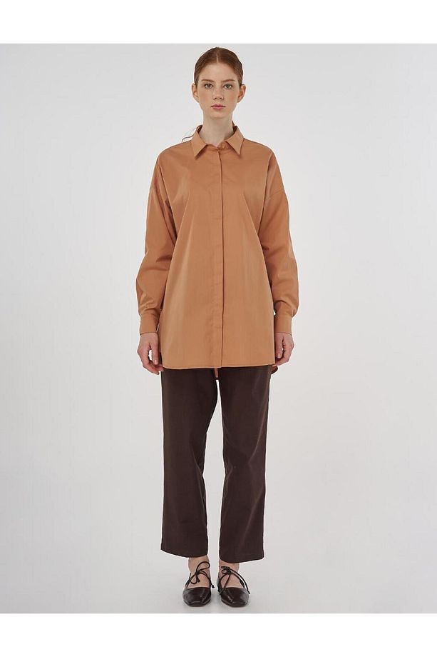 Rahat Kesim Pamuklu Tunik Camel - 3