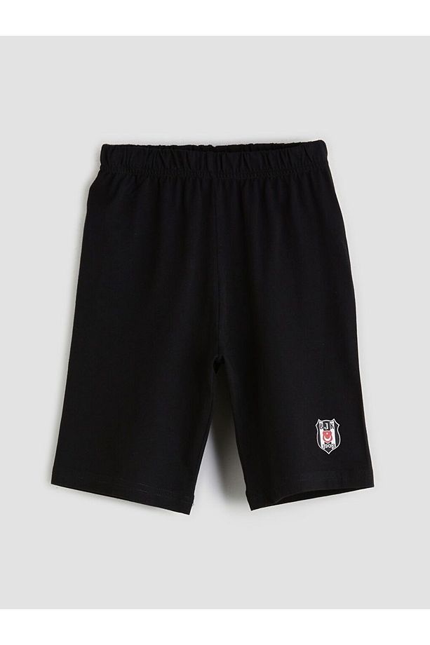 LCW Kids Bisiklet Yaka Beşiktaş Baskılı Erkek Çocuk Şortlu Pijama Takımı - 4