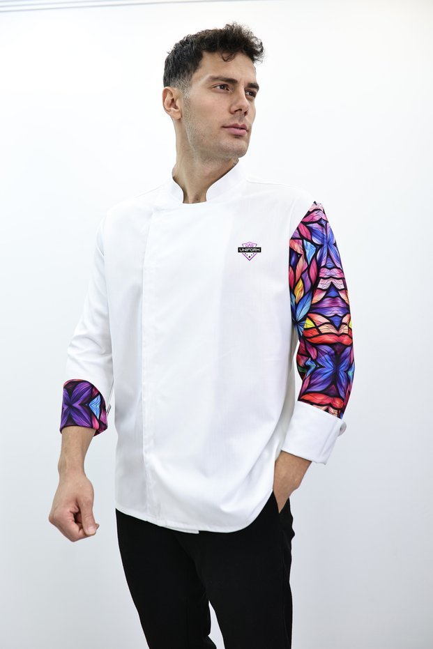 Long Sleeve Pattern Chef Shirt Cook Outfit Chef Cook Jersey