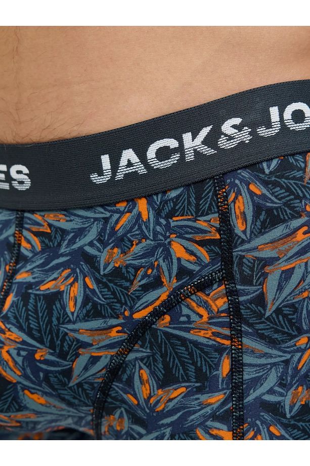 J&J JACMAXWELL Erkek 3'lü Renkli Logolu Lacivert Yeşil Boxer Paketi - 6