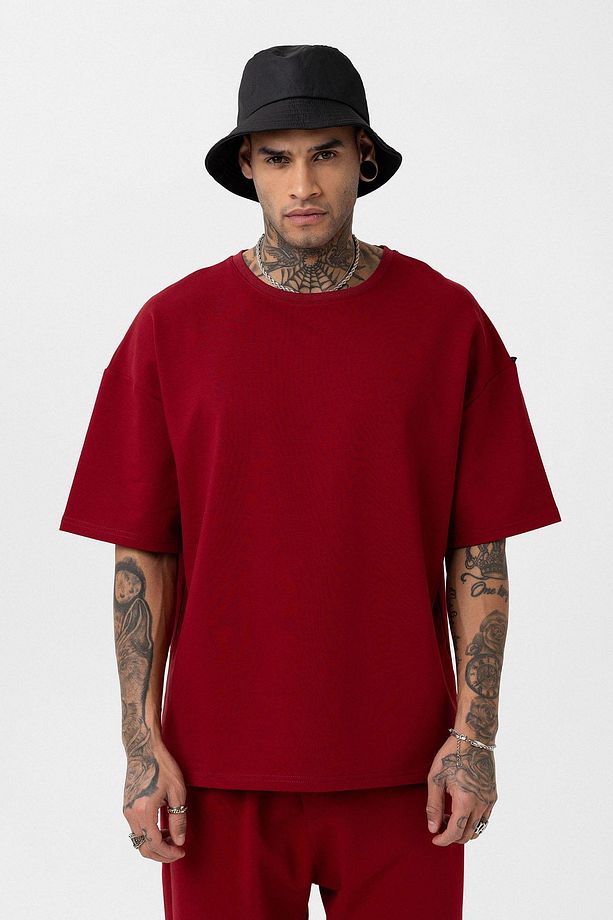 Paça Lastikli Basic Oversize Eşofman Takımı Bordo - 6