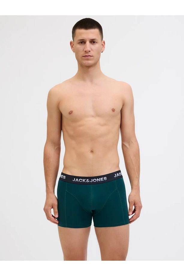 J&J JACMAXWELL Erkek 3'lü Renkli Logolu Lacivert Yeşil Boxer Paketi - 3