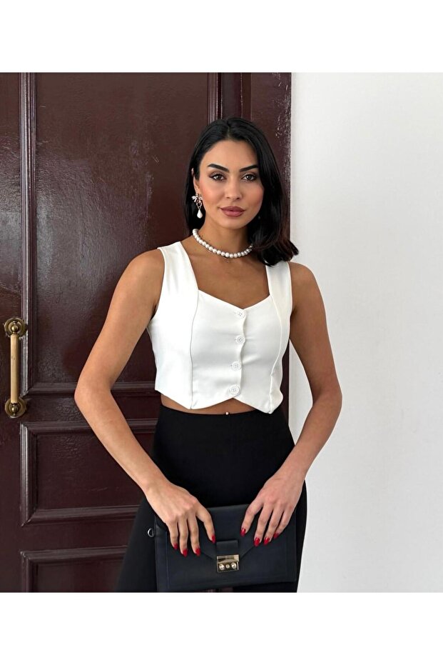 KISA DÜGMELİ YELEK - 1