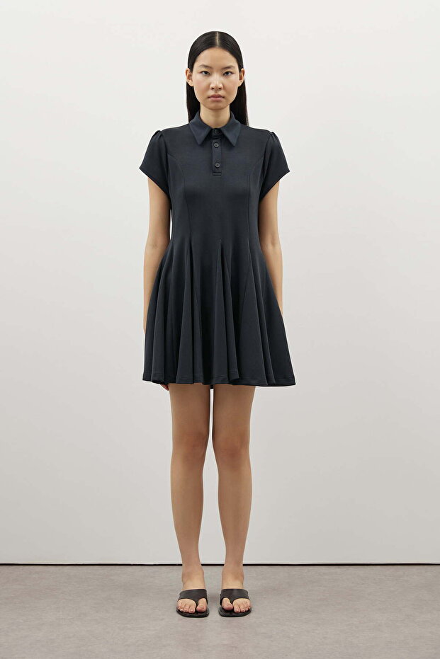 Modal Polo Yaka Elbise - 1