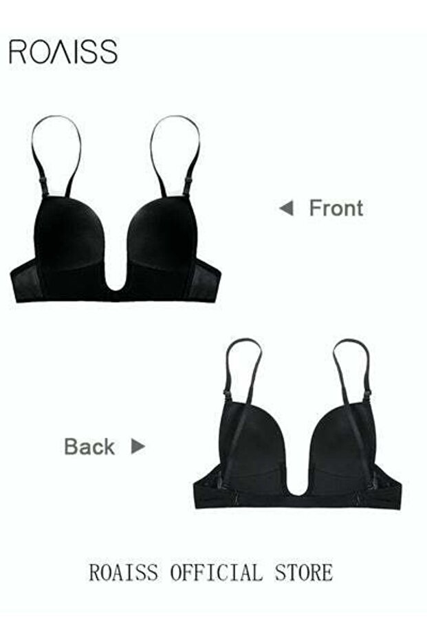 Women's Smooth Plunge Bras U-shaped Gathered Seamless Low-cut Backless Invisible Bra