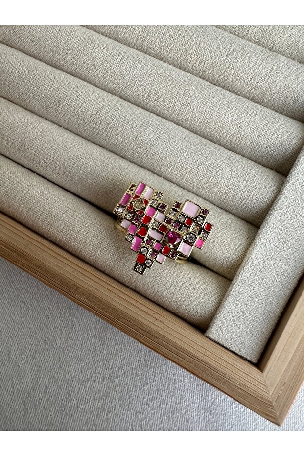 خاتم قلب بكسل وردي - 1