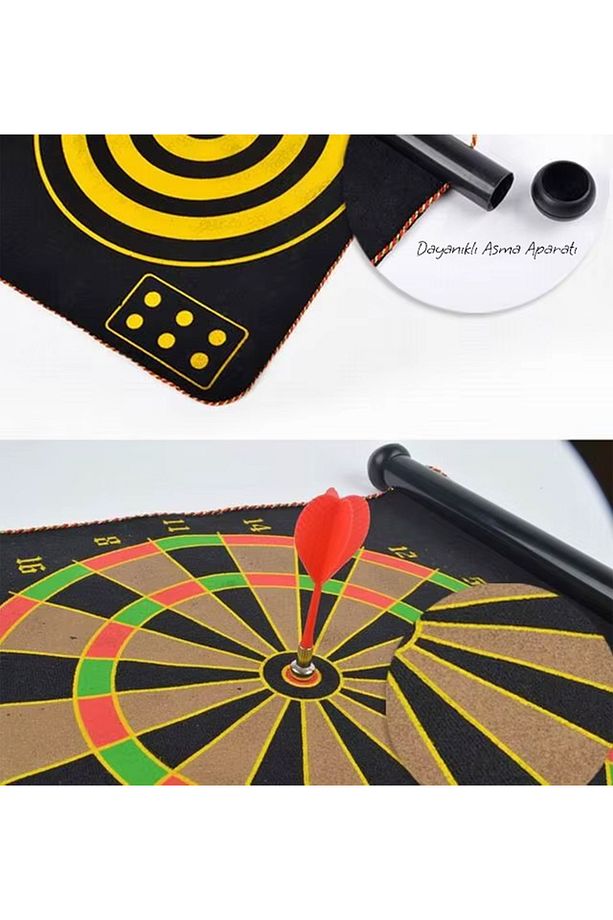 Yüksek Kalite En Büyük Boy Mıknatıslı Manyetik Dart Seti Çift Yönlü Rulo Hedef Tahtası 6ok Dartboard - 5