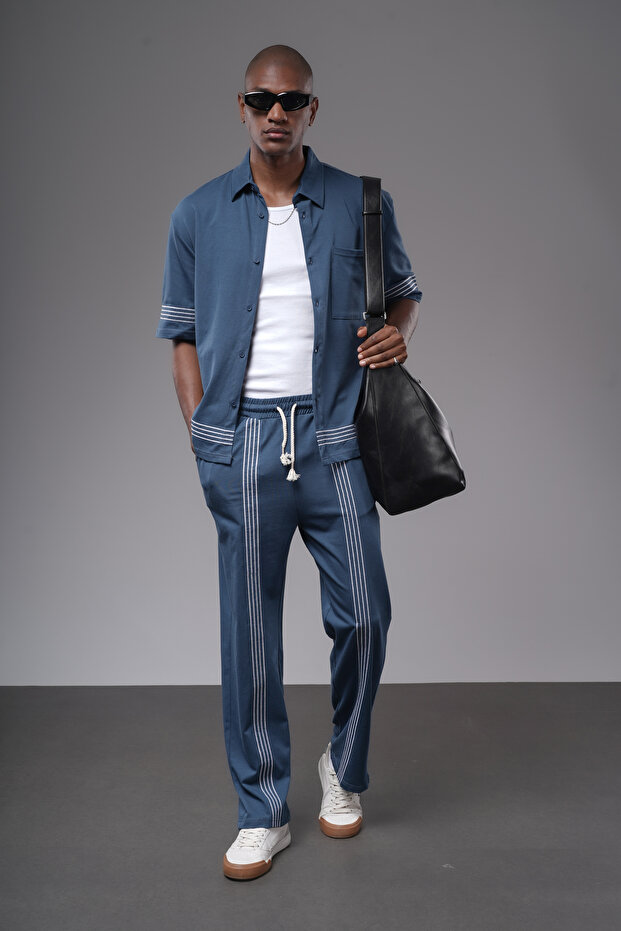 Striped Oversize Fit Shirt Pants Set