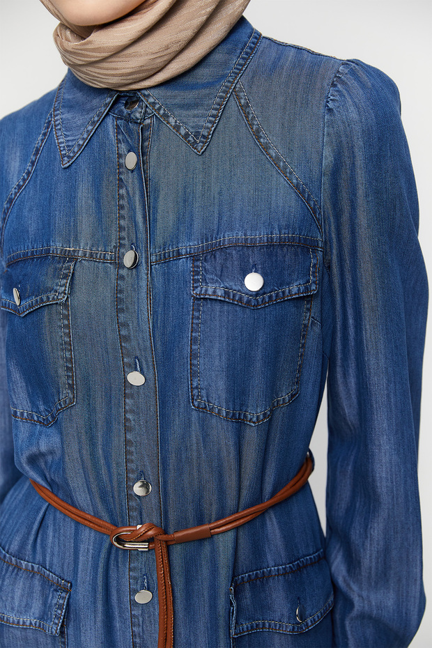 Kemerli Jean Elbise - 8