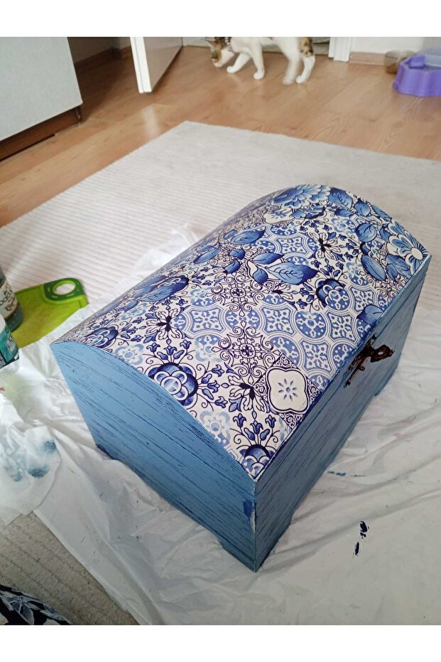 El Boyaması Ahşap Sandık - 1