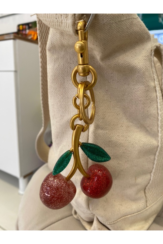 Cherry Two-Color Bag Charm - 2