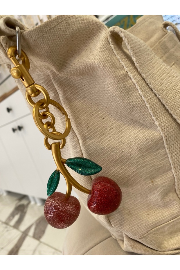 Cherry Two-Color Bag Charm - 1