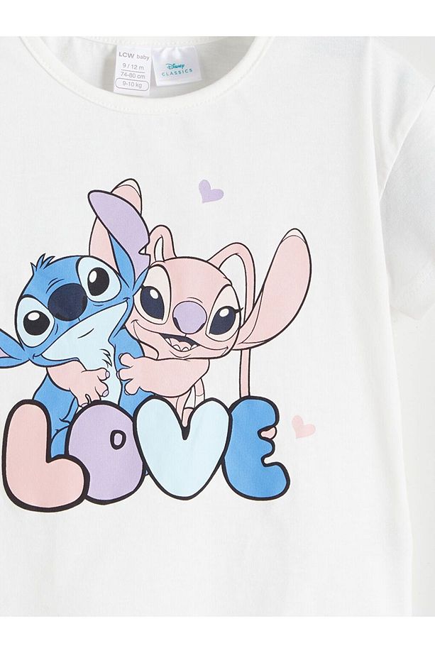 LCW baby Lilo & Stitch Baskılı Kız Bebek Şortlu Pijama Takım - 6