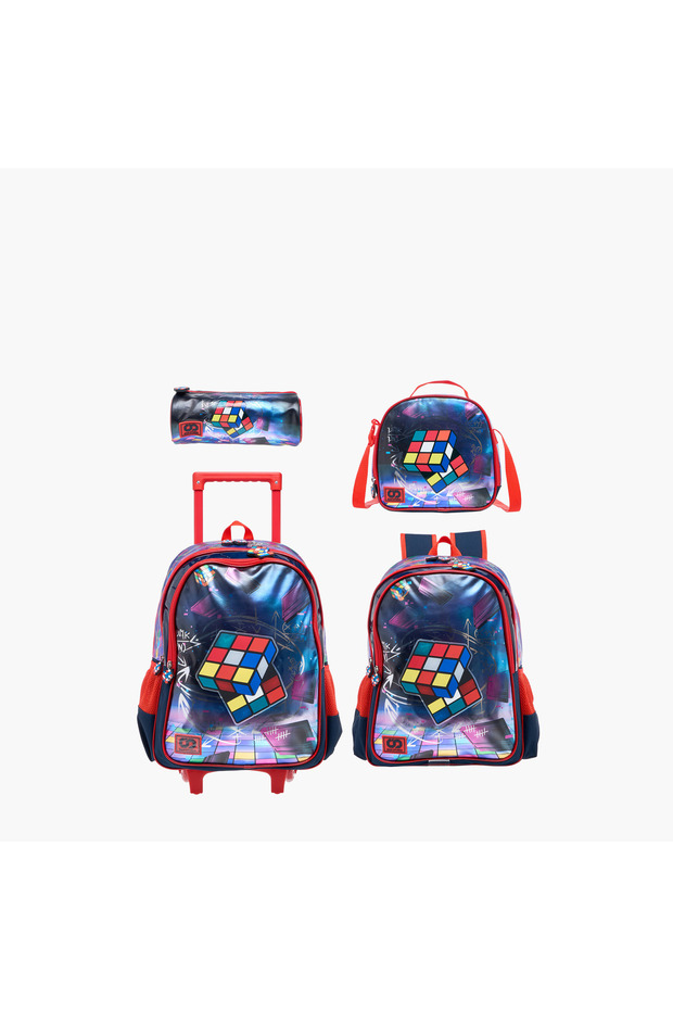 Rubik's Cube Print Lunch Bag with Adjustable Strap and Zip Closure - 6