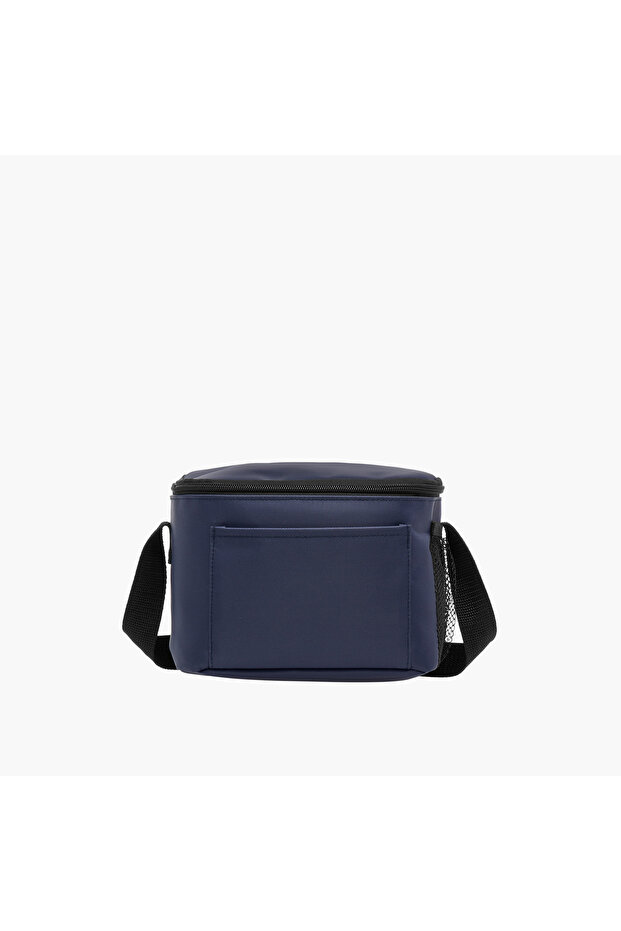 Solid Lunch Bag with Zip Closure and Strap - 1