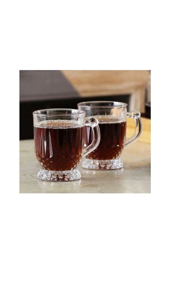 2 Adet 165 ml İstanbul Çay Kahve Cam Kulplu Kupa Bardak 165 ml 55871 - 1