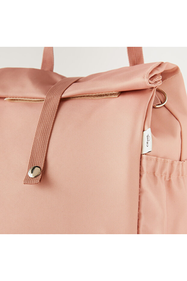 Solid Lunch Bag with Detachable Strap and Snap Button Closure - 3