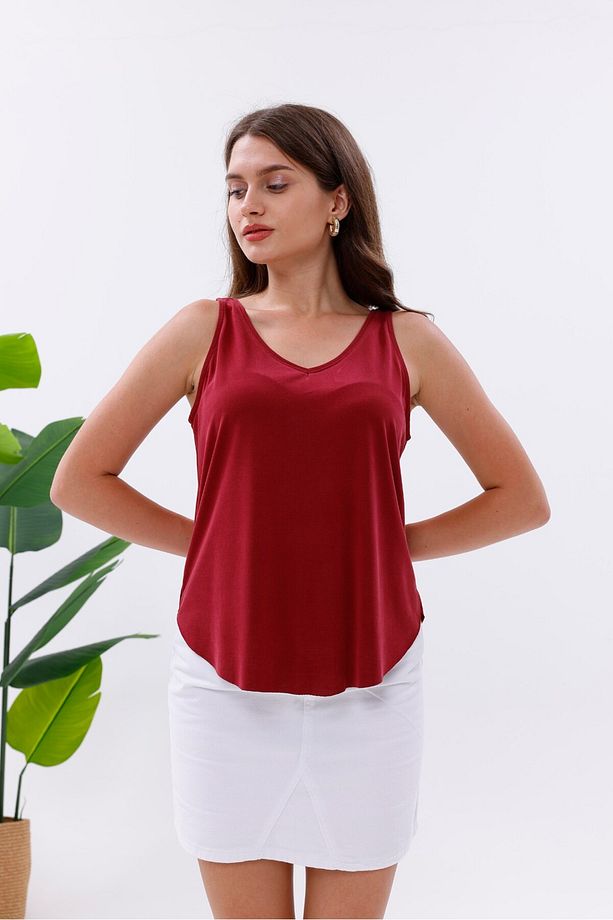 Likralı Modal Kumaş V Yaka Atlet - 3