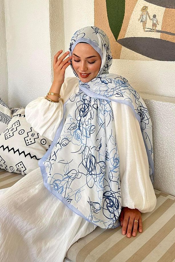 Çiçek desen Soft Şal Bebe Mavisi - 3